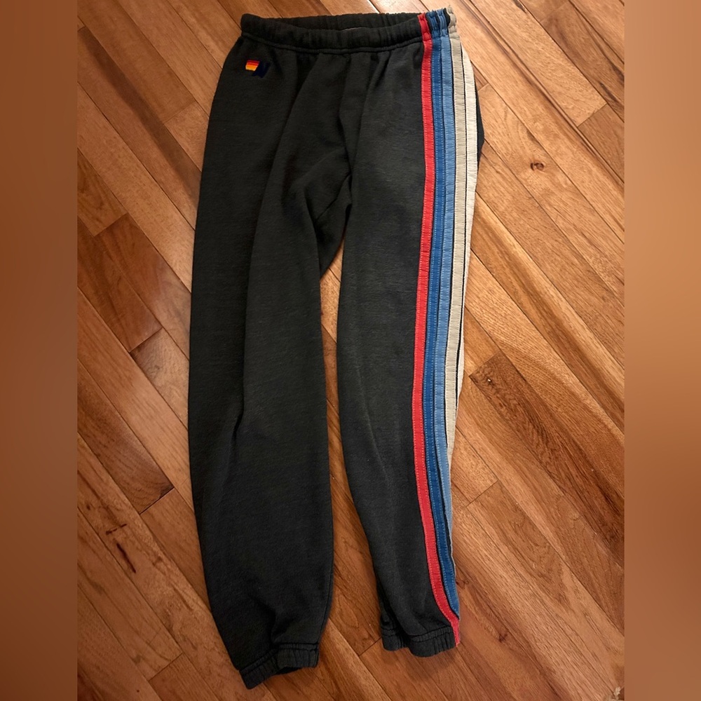 Stylish Black Track Pants with Multicolor Stripes